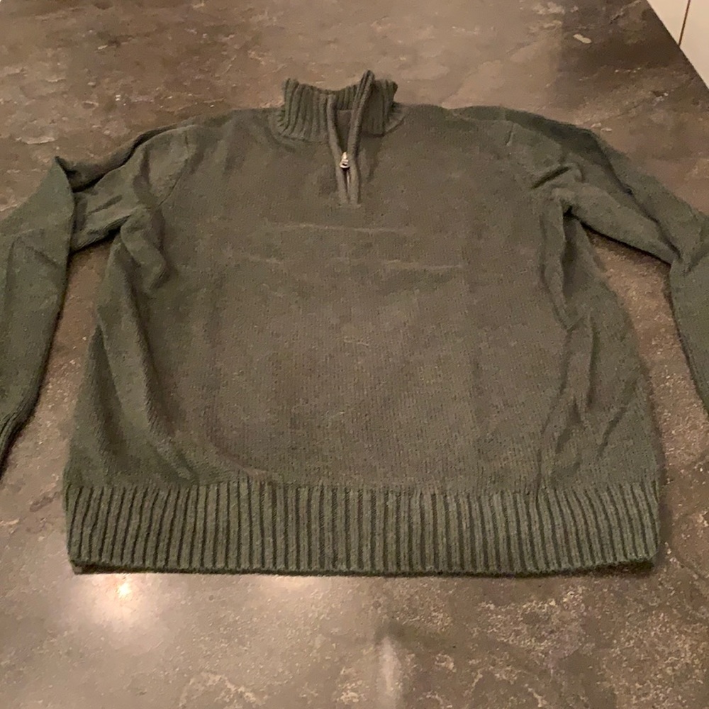 Croft & Borrow Men’s Medium Olive Green Quarter-Zip Sweater